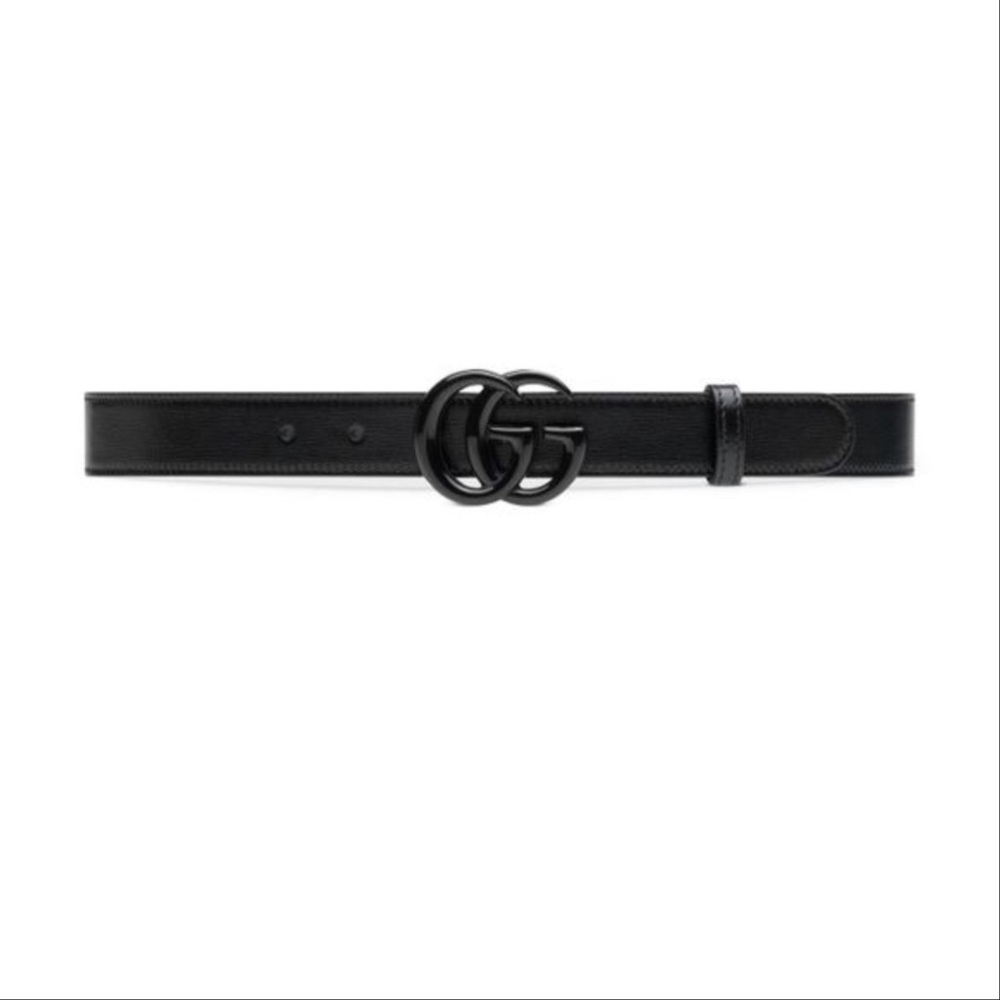 NIB! Never worn. Gucci Black Gloss GG Marmont Belt - sz 90